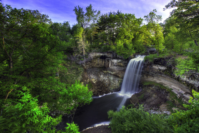 Обои картинки фото природа, водопады, река, лес, водопад