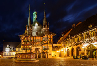 Картинка marktplatz+wernigerode города -+улицы +площади +набережные площадь ночь огни
