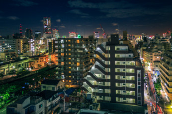 Картинка noge города -+огни+ночного+города простор