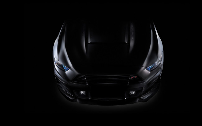 Обои картинки фото автомобили, фрагменты автомобиля, темный, фон, ford, mustang, gt, вид