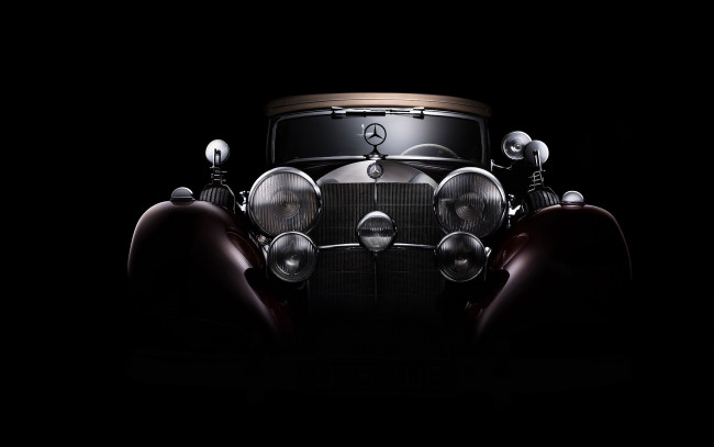 Обои картинки фото автомобили, классика, темный, фон, classic, mercedes-benz