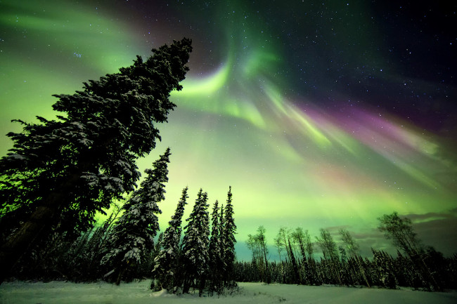 Обои картинки фото природа, северное сияние, простор