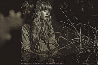 Картинка календари компьютерный+дизайн сидеть ночь девушка водоем