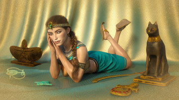 Картинка 3д+графика люди+ people девушка фон взгляд статуэтка