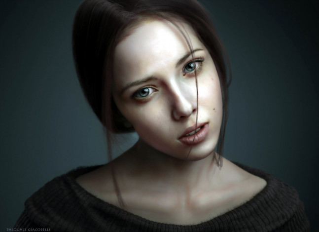 Обои картинки фото девушки, - лица,  портреты, шатенка, лицо, свитер