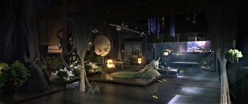 Картинка аниме город +улицы +интерьер +здания человек комната цветы