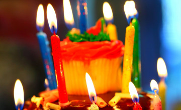 обоя праздничные, день рождения, торт, свечи