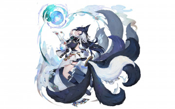 Картинка аниме животные +существа девушка хвосты магия