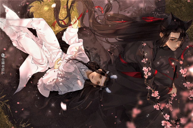 Обои картинки фото аниме, mo dao zu shi, вэй, усянь, лань, ванцзи, лис, дракон