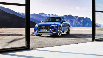 Картинка audi+q5+2021 автомобили audi синий горы площадка