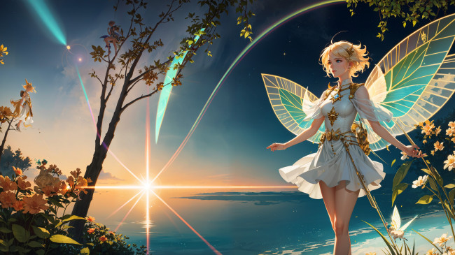 Обои картинки фото аниме, животные,  существа, нейросети, графика, нейроарт, ai, art, нейронные, сети, рисунки, нейро, искусство, фея
