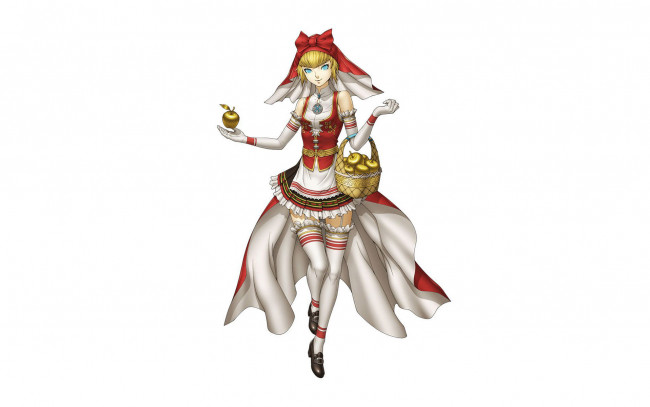 Обои картинки фото видео игры, shin megami tensei v, девушка, яблоки, корзина