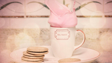 обоя еда, разное, печенье, розовый