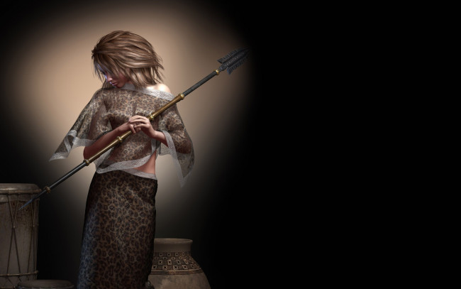 Обои картинки фото 3д, графика, amazon, амазонки, девушка, копье