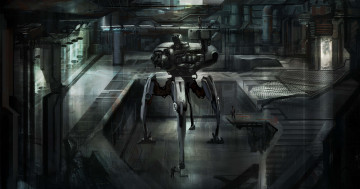 Картинка фэнтези роботы киборги механизмы рабочие