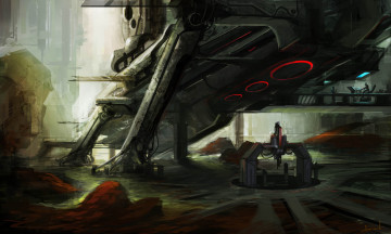 Картинка фэнтези космические корабли звездолеты станции стойки