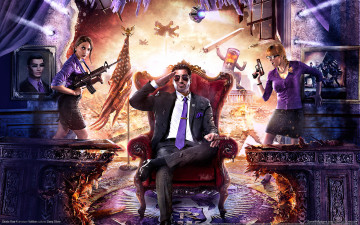 Картинка saints row видео игры iv девушки оружие флаг