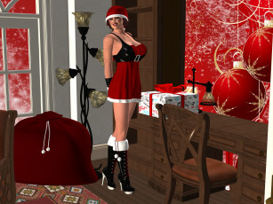 Картинка 3д+графика праздники+ holidays улыбка взгляд девушка подарки