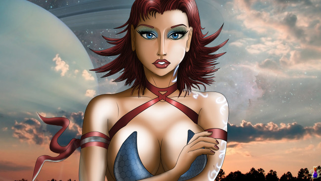 Обои картинки фото рисованные, люди, взгляд, девушка