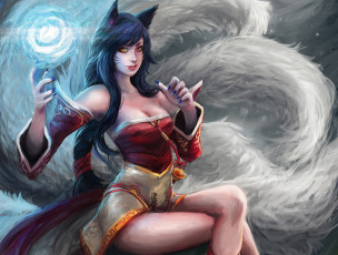 Картинка видео+игры league+of+legends league of legends ahri aimedz арт девушка магия