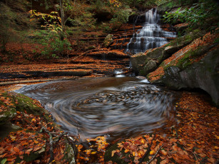 Картинка природа водопады лес река водопад