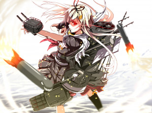 Картинка аниме kantai+collection yuudachi kantai collection dia saotoko оружие взгляд девушка kancolle арт