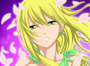 Картинка аниме fairy+tail lucy heartfilia взгляд девушка лепестки