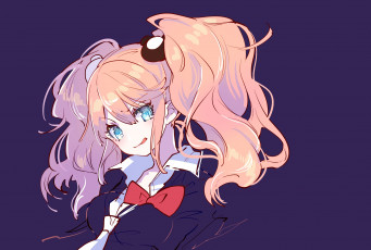 Картинка аниме danganronpa тёмный фон enoshima junko 778-go dangan-ronpa портрет волосы девушка арт взгляд
