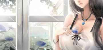 Картинка аниме unknown +другое татуировка грудь кулон девушка арт kikivi