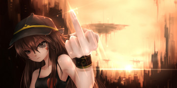 Картинка аниме pixiv+fantasia bai yemeng pixiv fantasia фантастика город взгляд девушка