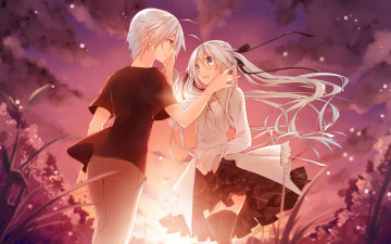 Картинка аниме yosuga+no+sora yosuga no sora kasugano haruka арт небо пара романтика парень девушка прикосновения kuwashima rein