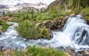 Картинка природа водопады река лес водопад