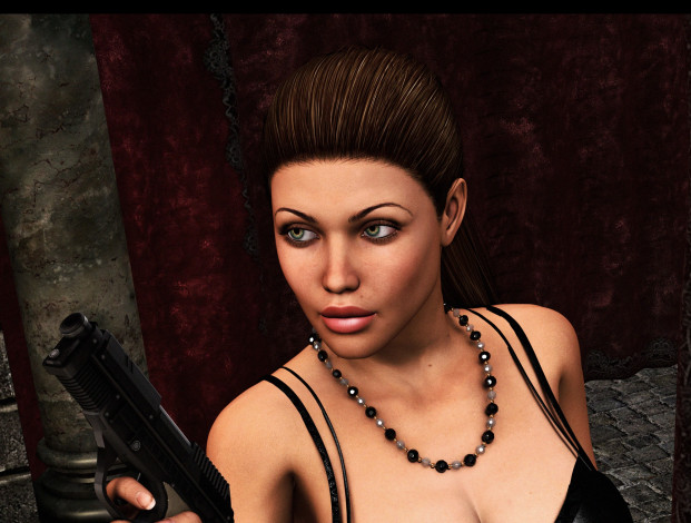 Обои картинки фото видео игры, tomb raider 2013, девушка, оружие, фон, взгляд