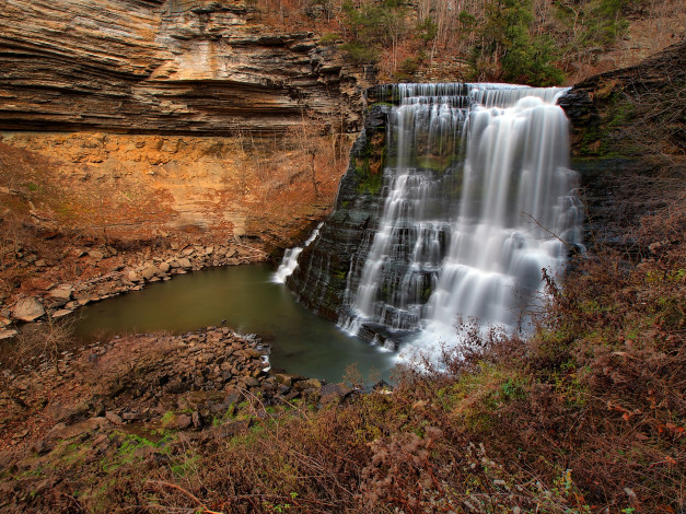 Обои картинки фото природа, водопады, лес, водопад, река