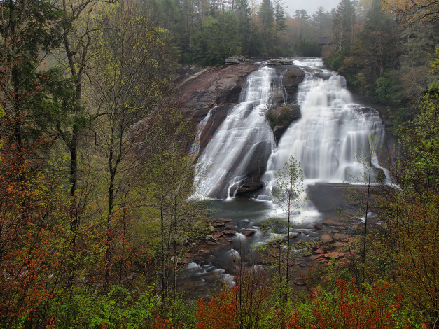 Обои картинки фото природа, водопады, лес, водопад, река