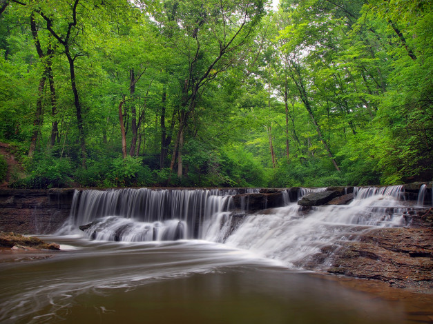 Обои картинки фото природа, водопады, водопад, река, лес