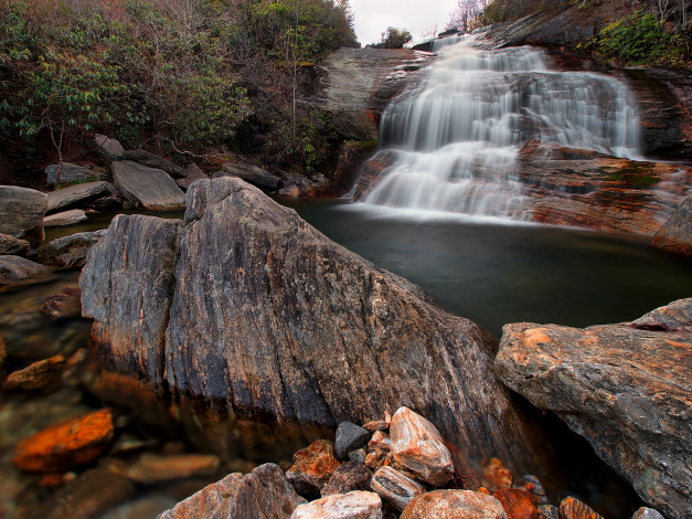 Обои картинки фото природа, водопады, водопад, река, лес