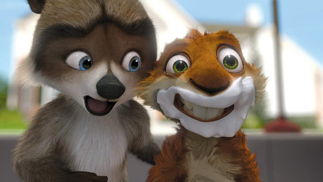 Обои картинки фото over the hedge, мультфильмы, белки