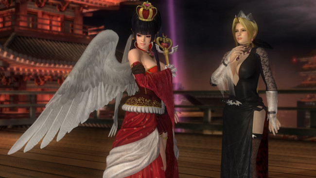 Обои картинки фото видео игры, dead or alive 5, фон, корона, шест, ангел, взгляд, девушка