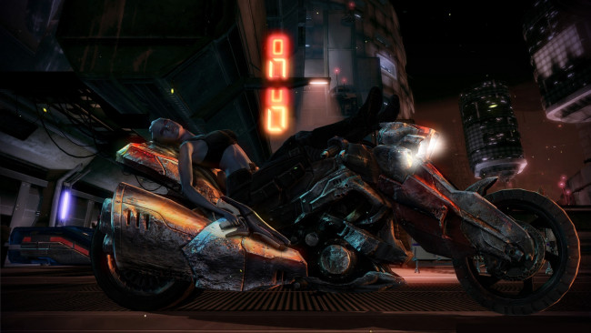 Обои картинки фото видео игры, mass effect, мотоцикл, фон, взгляд, халк