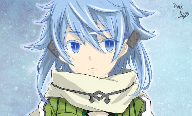 Обои картинки фото sword art online, аниме, фон, взгляд, asada, shino, девушка