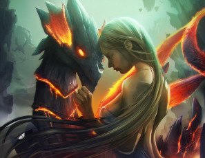 Картинка фэнтези красавицы+и+чудовища дракон девушка