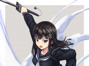 Картинка аниме оружие +техника +технологии девушка меч