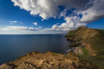 Картинка природа побережье облака небо море залив