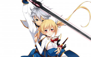 обоя undefeated bahamut chronicle, аниме, saijaku muhai no bahamut, фон, взгляд, девушка