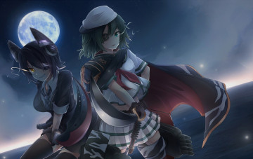 Картинка аниме kantai+collection девушки взгляд фон