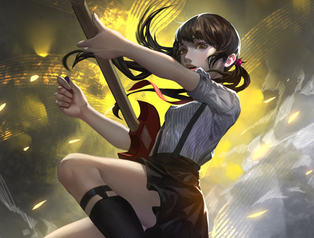 Обои картинки фото аниме, музыка, гитара, девушка