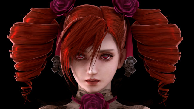 Обои картинки фото 3д графика, портрет , portraits, фон, взгляд, девушка, рыжая