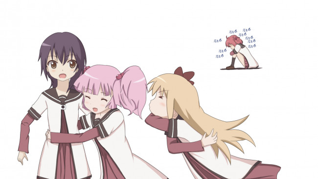 Обои картинки фото yuru yuri, аниме, фон, взгляд, девушка
