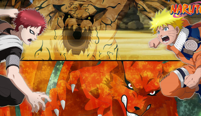 Обои картинки фото аниме, naruto, гаара, наруто